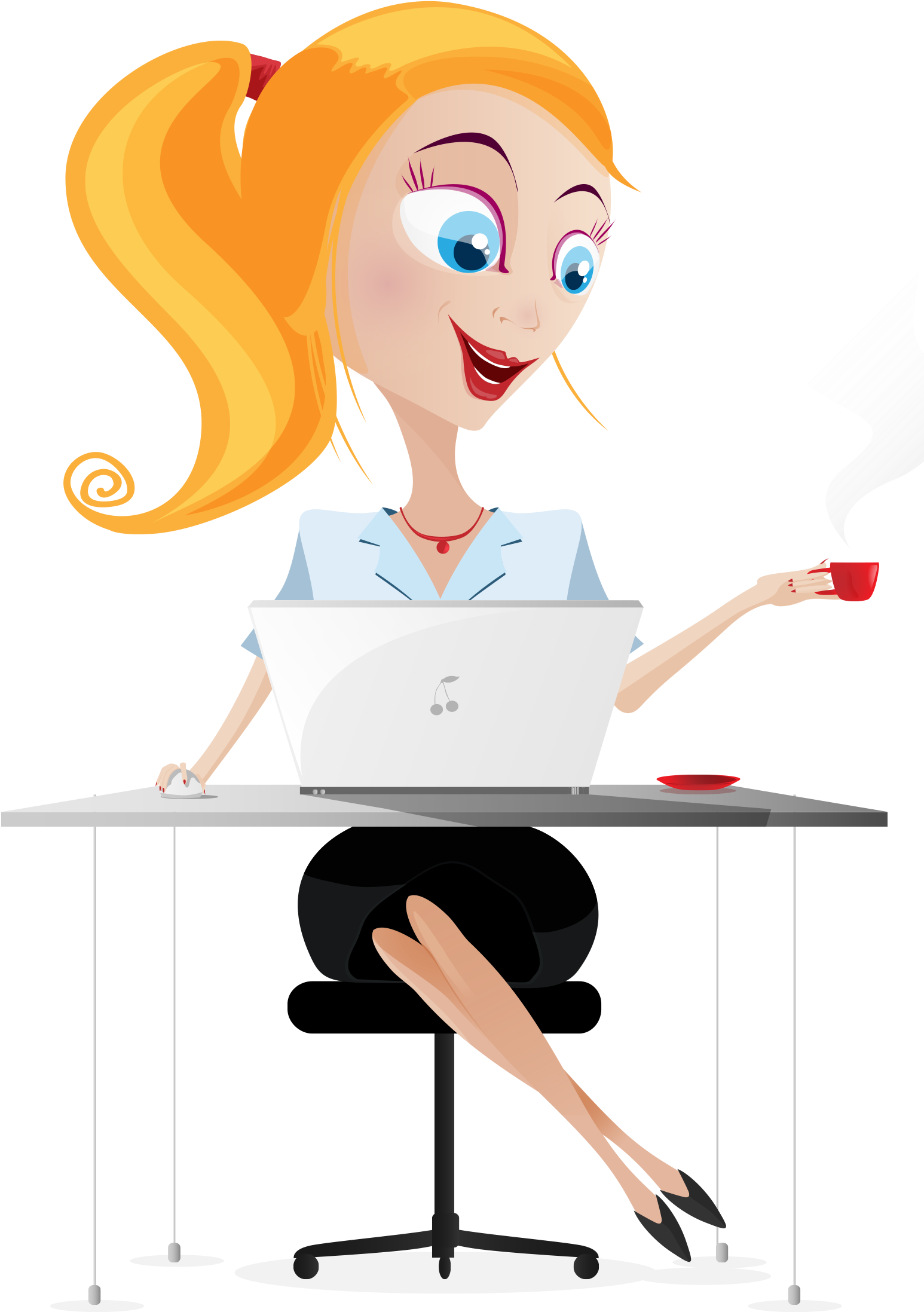 Woman Vector Character - Png Woman Laptop Cartoon (1582x2231)