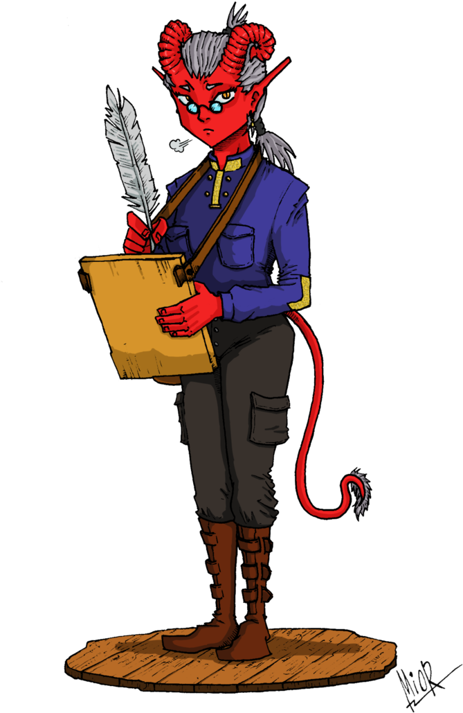 Tiefling Secretary By Netcyber - Cartoon (700x1140)