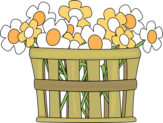 Sunflower Clipart Basket - Basket With Flowers Clipart (550x415)