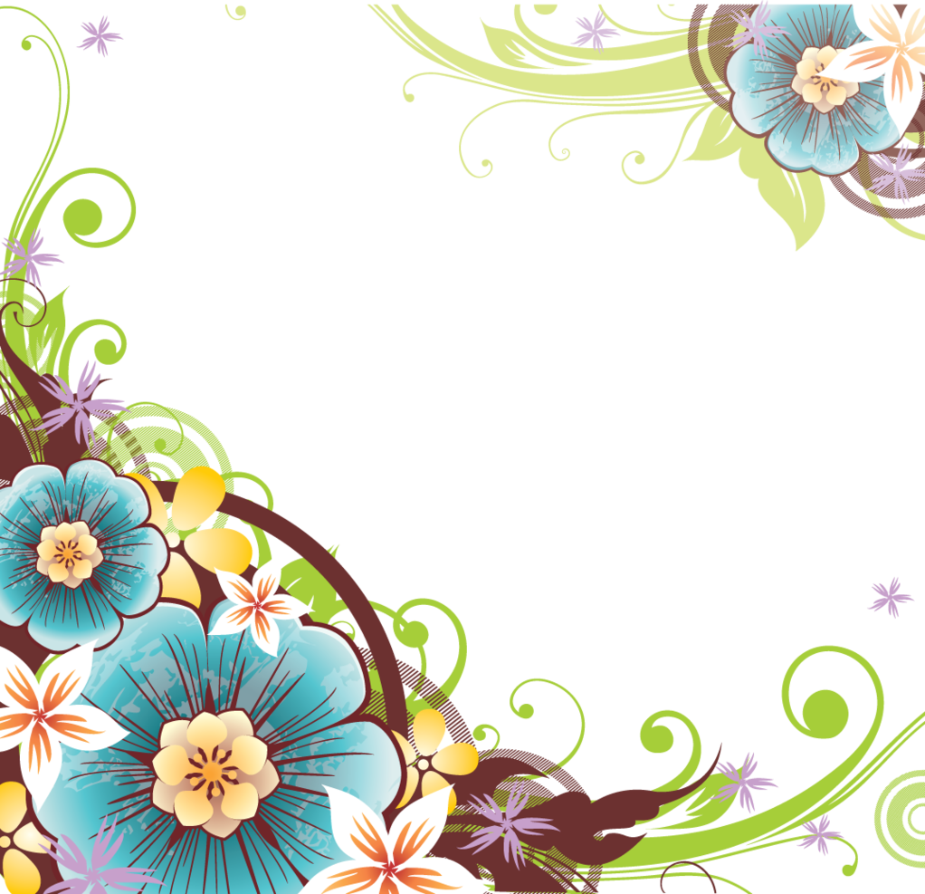 Flower Corner Clipart - Flower Vector Border Png (1076x1039)
