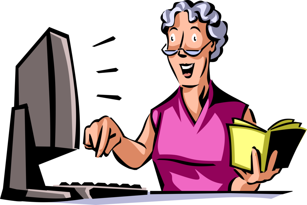 Vector Illustration Of Retired Elderly Woman Follows - Vector Graphics (1046x700)