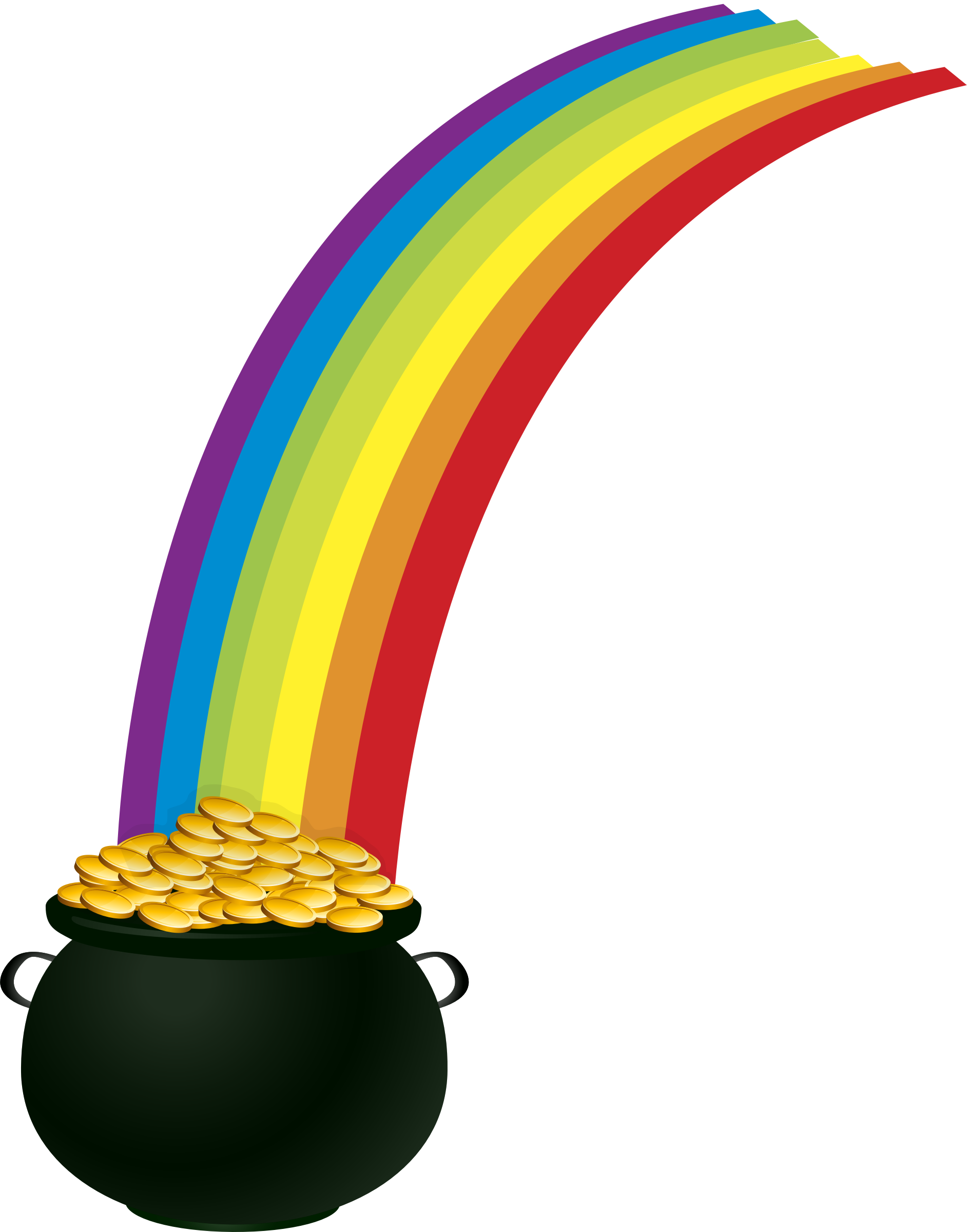 Clipart - Pot Of Gold Rainbow Png (1884x2400)