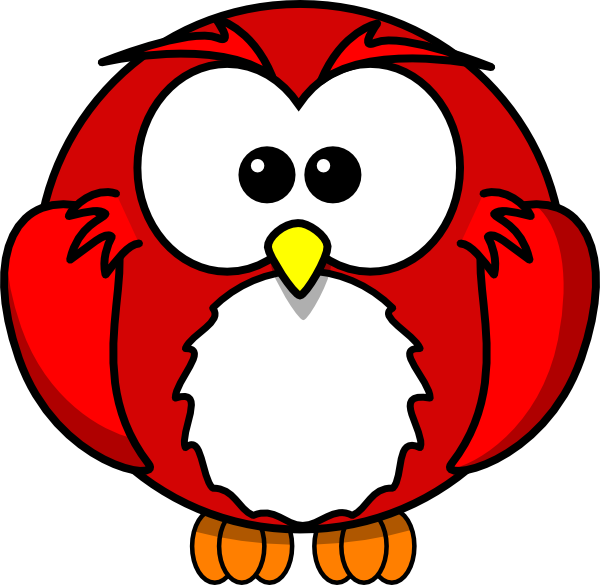 Red Owl Clip Art At Clker - Cartoon Owl Shower Curtain (600x585)