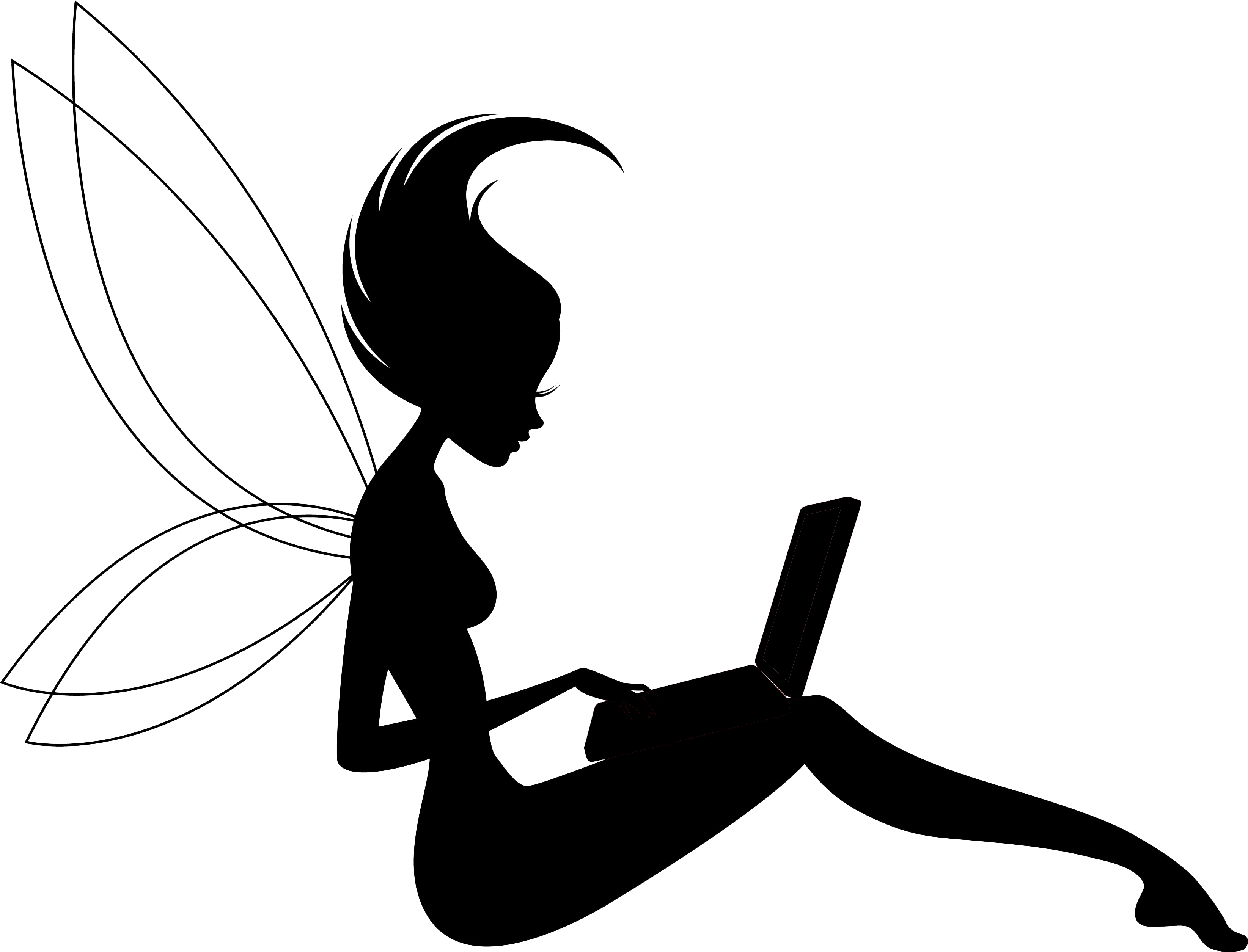 Tia Grindle - Fairy Using Computer (3290x2511)