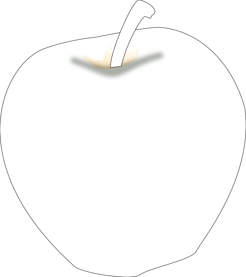 Another Apple Black White Line Art 999px 74 - Nourish (999x1126)