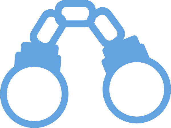 Handcuffs Light Blue Cartoon Closed Clip Art - Clipart Handcuff (600x452)