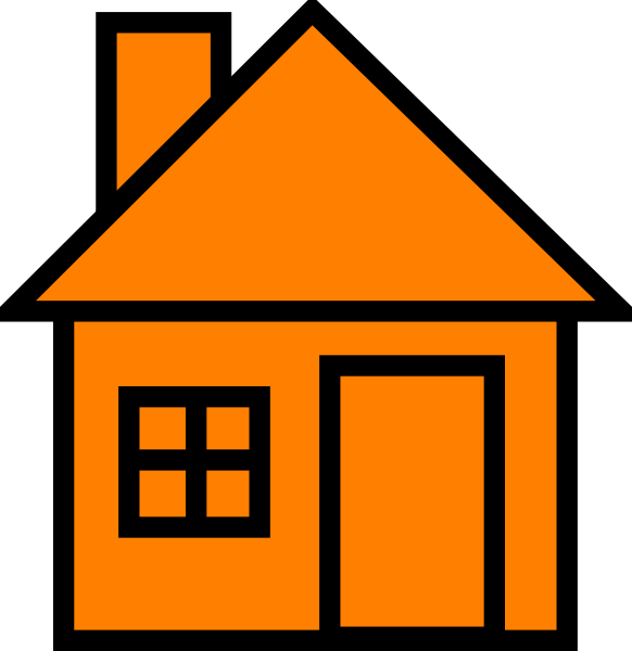 Home Clipart Orange - Black And White Animated Picture Of House (582x600)