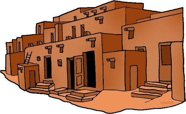 Southwestern Adobe - Pueblo Clipart (648x419)