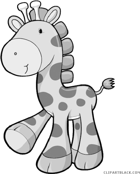 Baby Giraffe Animal Free Black White Clipart Images - Giraffe Cute Clipart (600x600)
