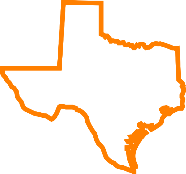 Texas - Outline - Clipart - Orange Texas Clip Art (600x559)