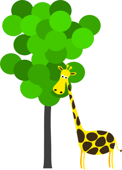 Giraffe With Tree Clip Art At Clker - Giraffe Eating Tree Clip Art (426x595)