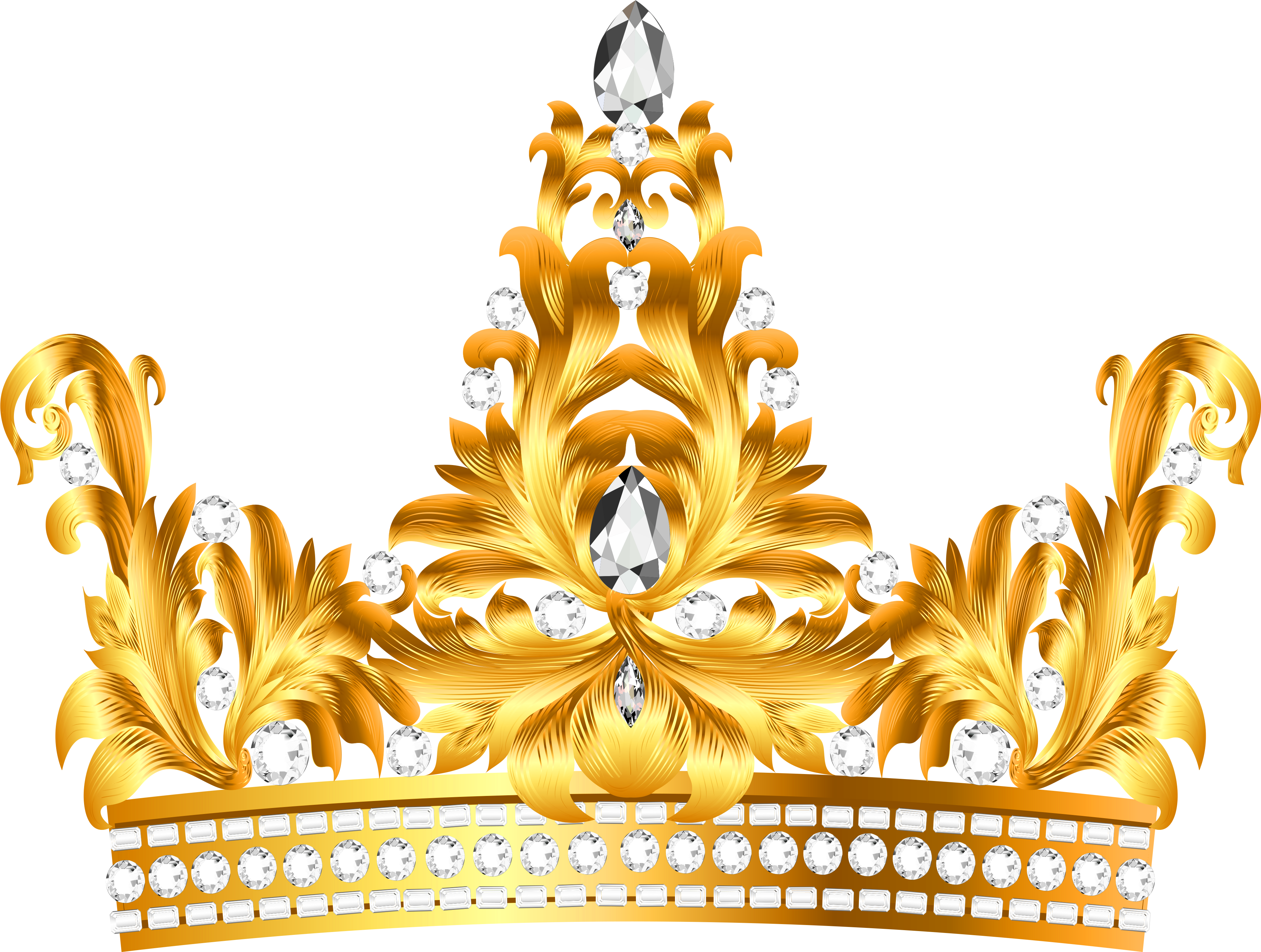 Gold And Diamonds Crown Png Clipart - Gold Princess Crown Png (4501x3468)