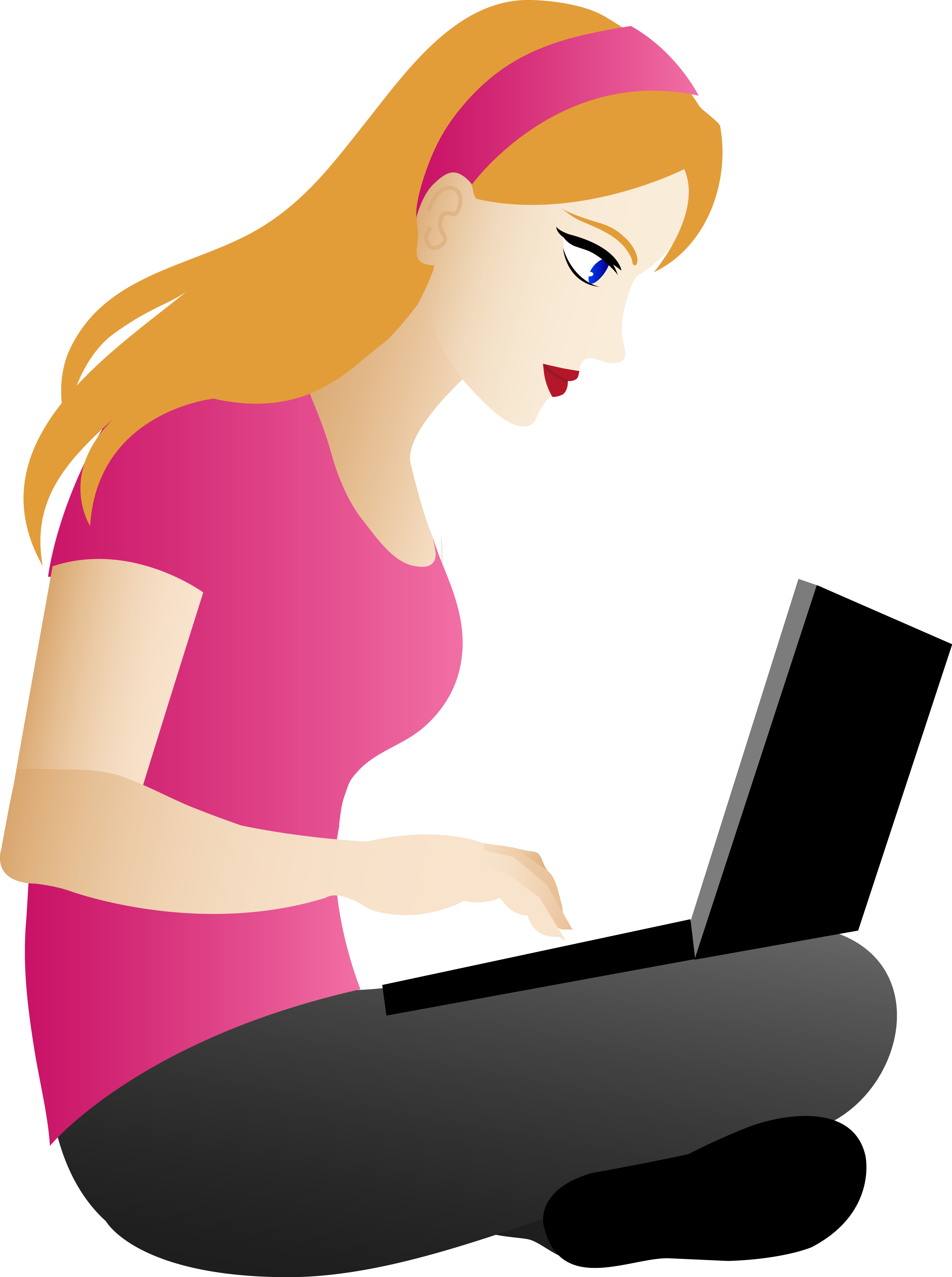 Blonde Clipart Pretty Lady - Laptop Clipart (2934x3933)