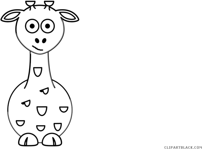 Black And White Giraffe Animal Free Black White Clipart - Giraffe Cartoon Black And White (700x525)