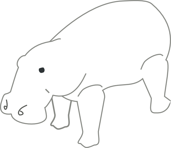 Hippo Outline Animal Clip Art - Clip Art (600x522)