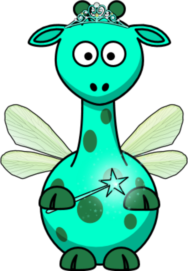 Giraffe As A Fairy - Cartoon Giraffe (600x863)