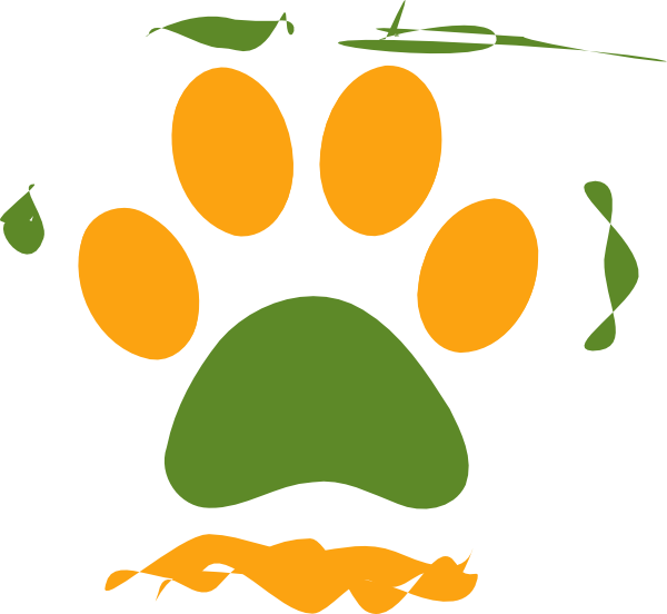 Orange Green Paw Clip Art - Orange Green Paw Clip Art (600x552)