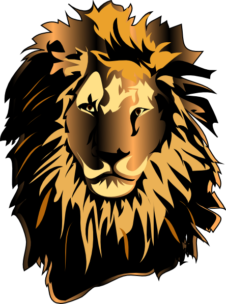 Lion-hi - Lion Head Png Clipart (444x597)