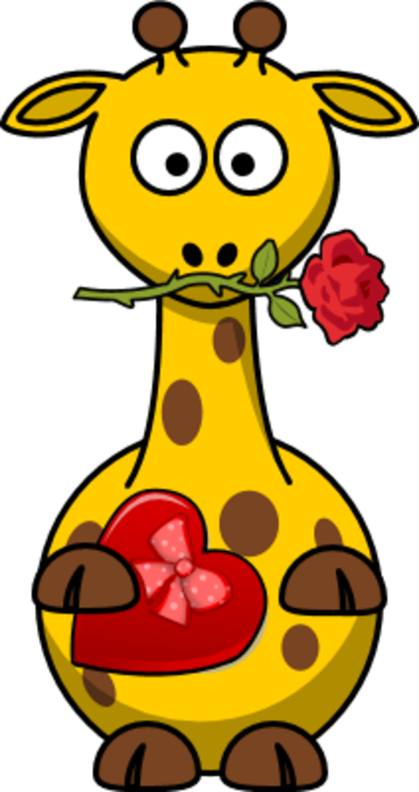 Giraffe Valentine Heart Love Romance - Valentine Giraffe Clipart (600x1132)
