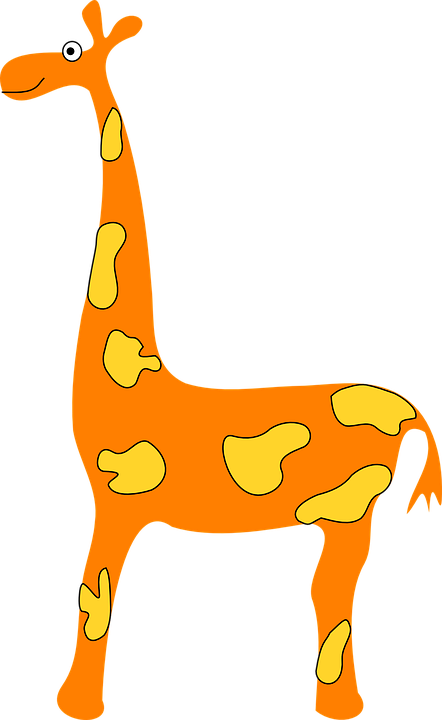 Giraffe Clip Art, Giraffe Silhouette Clip Art, Giraffe - Orange Giraffe Cartoon (442x720)