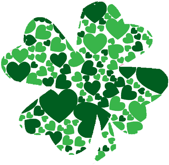 Clover Green, Shamrock, March, Love, Spring, Hearts, - Shamrock Hearts (622x640)
