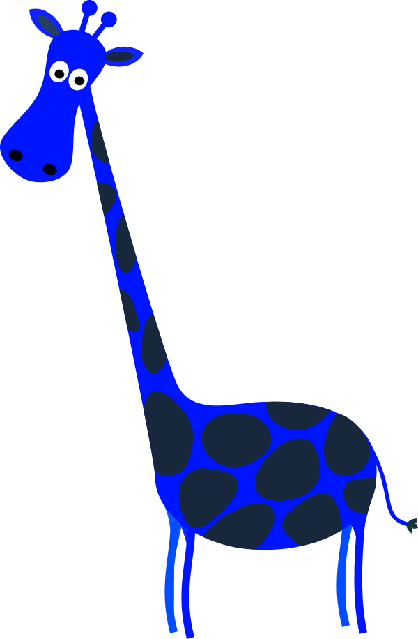 Vector Clip Art - Blue And Orange Giraffe (600x916)