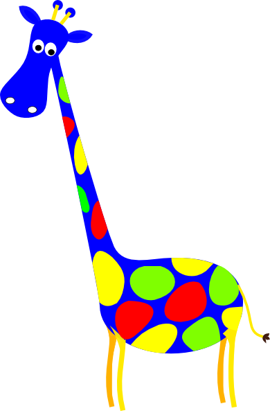 Blue Spotted Giraffe Svg Clip Arts 390 X 596 Px - Orange Giraffe Clip Art (390x596)