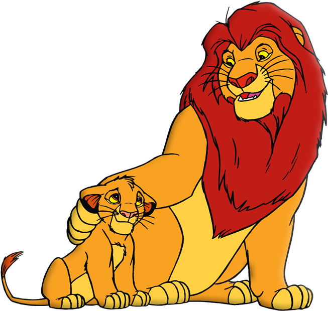 King Lion And Simba Png Picture - Lion And Cub Clipart (709x678)