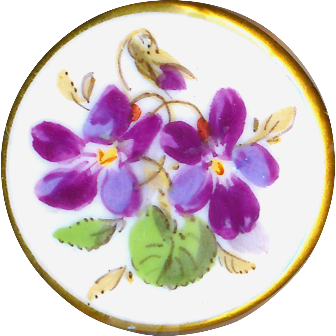 Button Early Meissen Porcelain Violets With Distinctive - Viola (1071x1071)