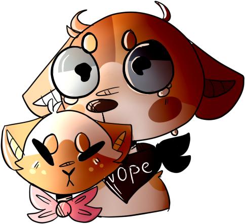 Doggo With The Nope And Kitto With The Bow Thing By - Cartoon (520x525)