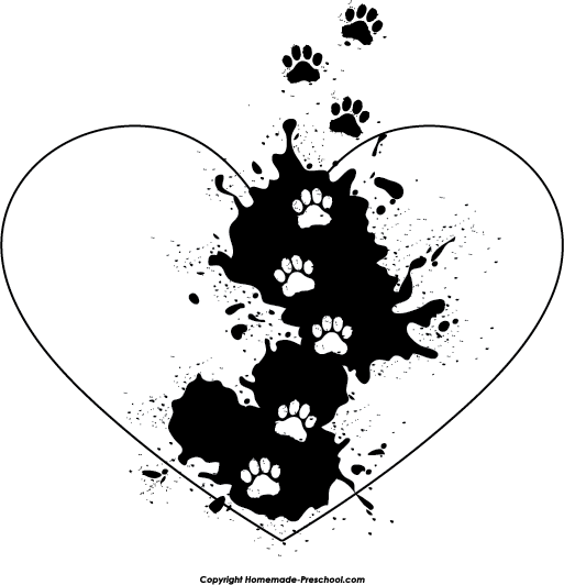 Extremely Creative Clipart Paw Print Free Prints - Paw Prints And Hearts (513x532)