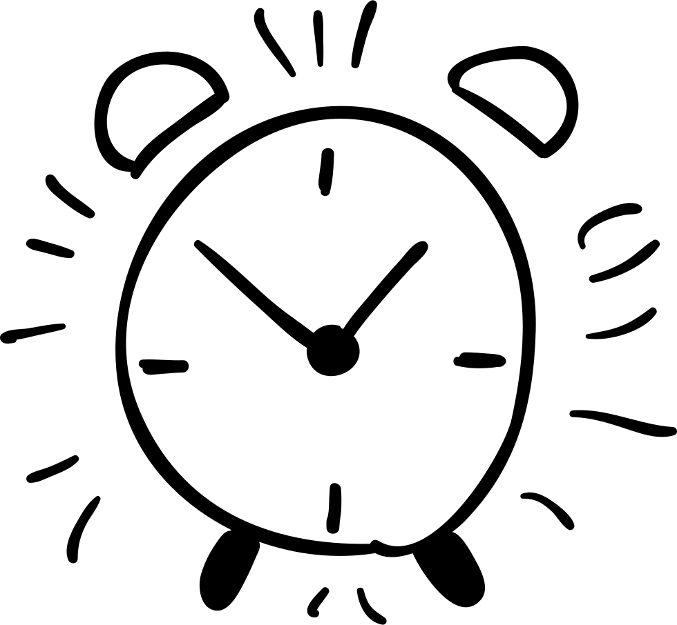 Drawn Clock Hand Png - Alarm Clock Outline (980x906)