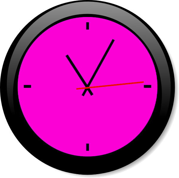 Pink Clock Clip Art (600x598)