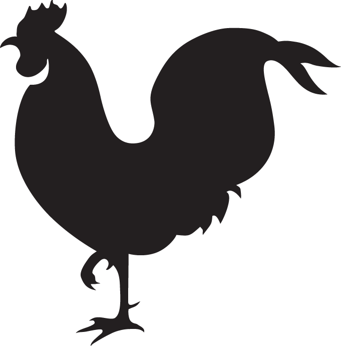 Sputnik Wall Clock Monochrome Living - Rooster In Black (681x690)