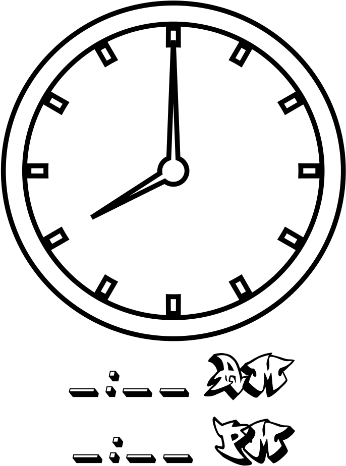 Tell Time Clock Hr 08 At Coloring Pages For Kids Boys - 10 Clock Coloring Page (791x1024)