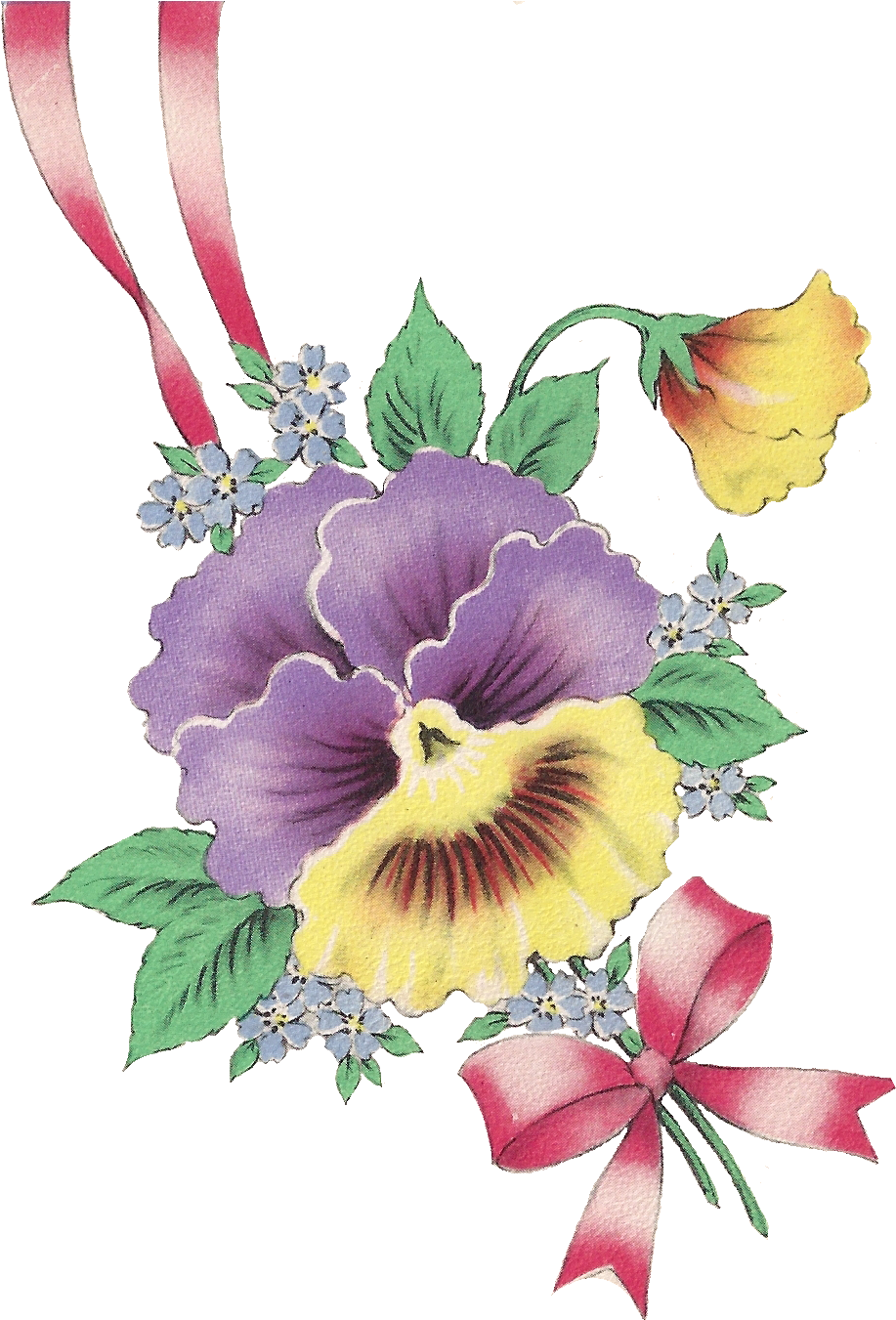 Vintage Pansy Flower Clip Art - Pansy (1285x1432)