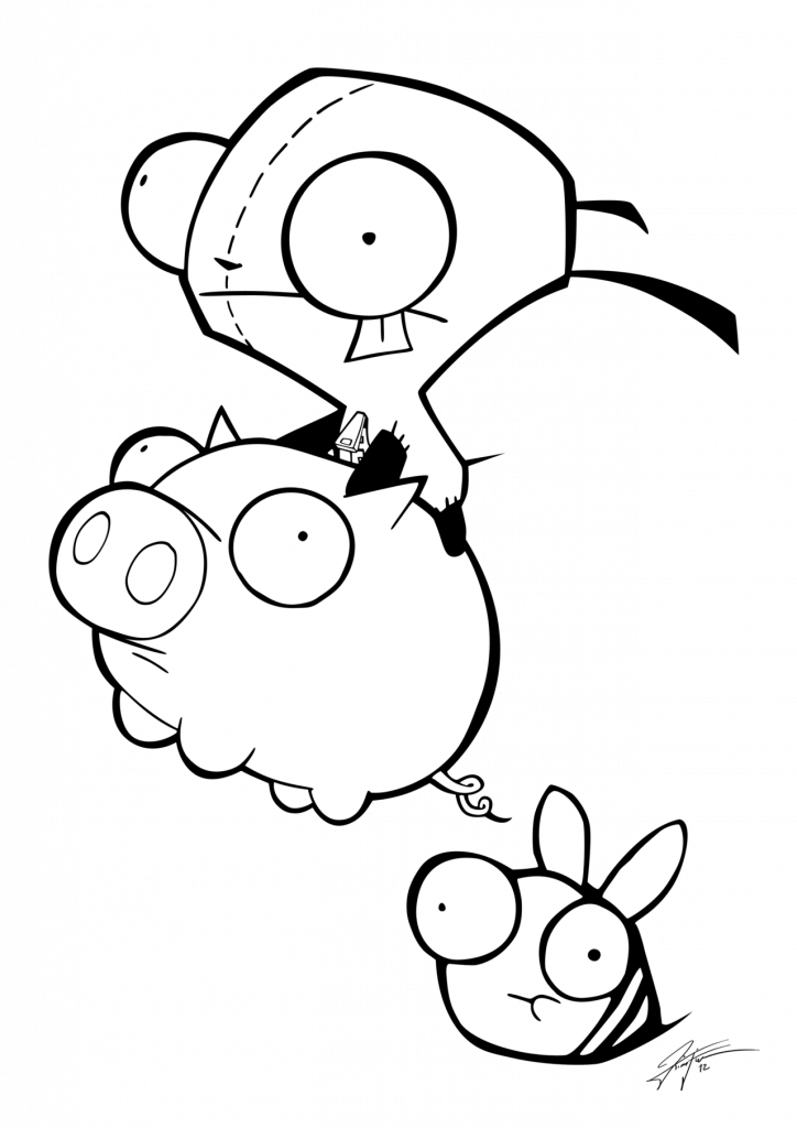 Great Invader Zim Coloring Pages Online Unlimited Piggy - Invader Zim Wallpaper Hd (724x1024)