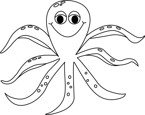 Octopus Black And White Black And White Octopus Clip - Clip Art (500x397)