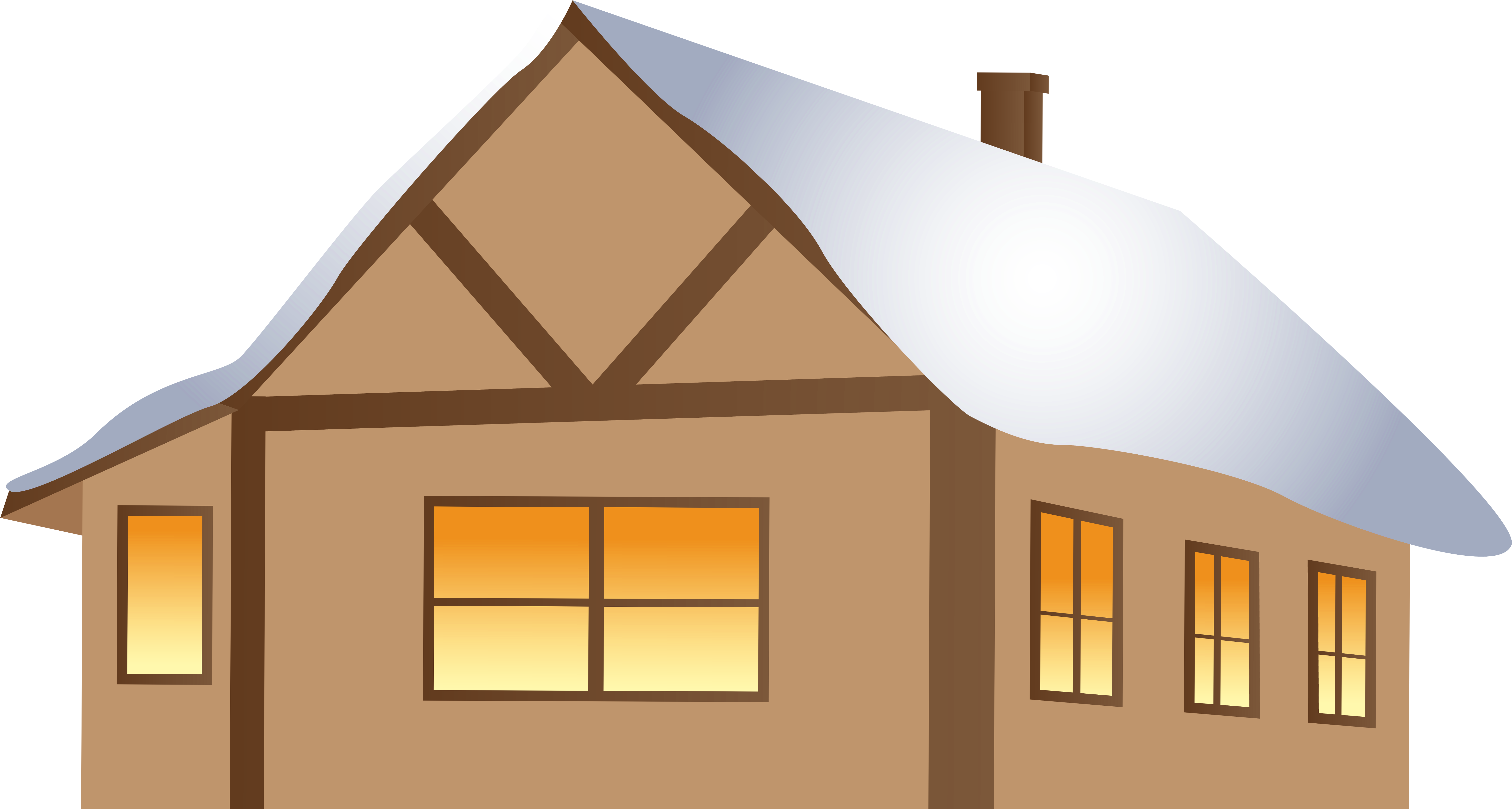 Winter Brown House Png Clipart Image - House (7914x4328)