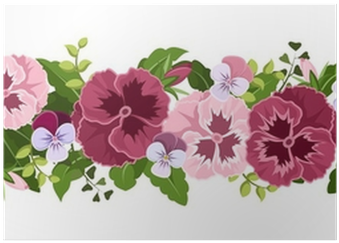 Horizontal Seamless Background With Pansy Flowers - Анютины Глазки В Векторе (400x400)
