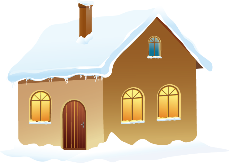 Winter House Clipart - Snowy House Clipart (744x539)