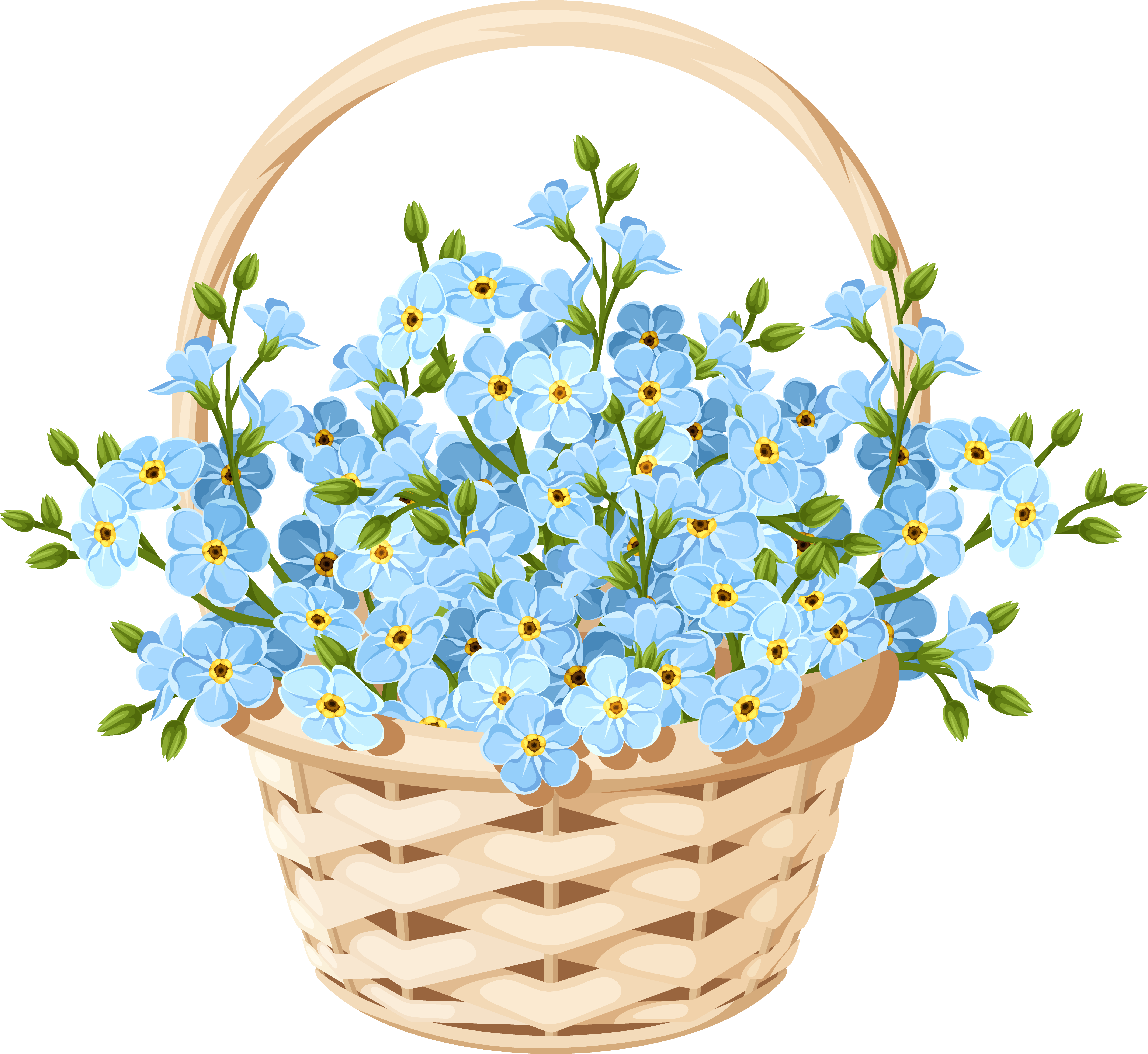 Pink Flower Clipart Flower Basket - Basket Of Flowers Clip Art (5653x5104)