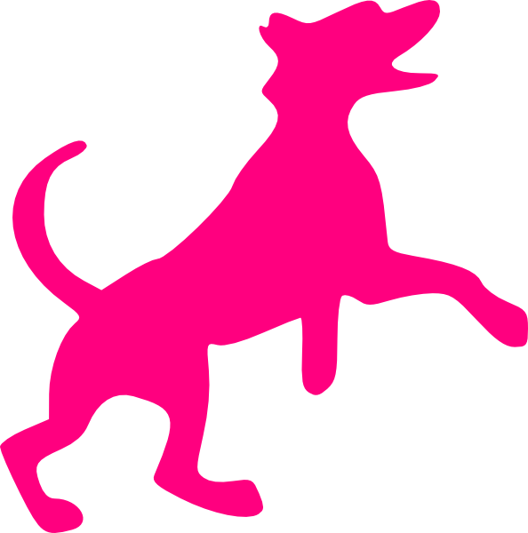 Pink Dog Clip Art At - Dog Silhouette Clip Art (594x600)
