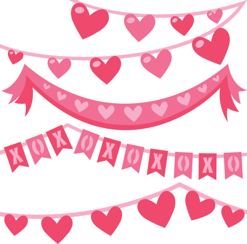 Valentine Svg Files Clipart - Valentines Day Banner Clipart (800x790)