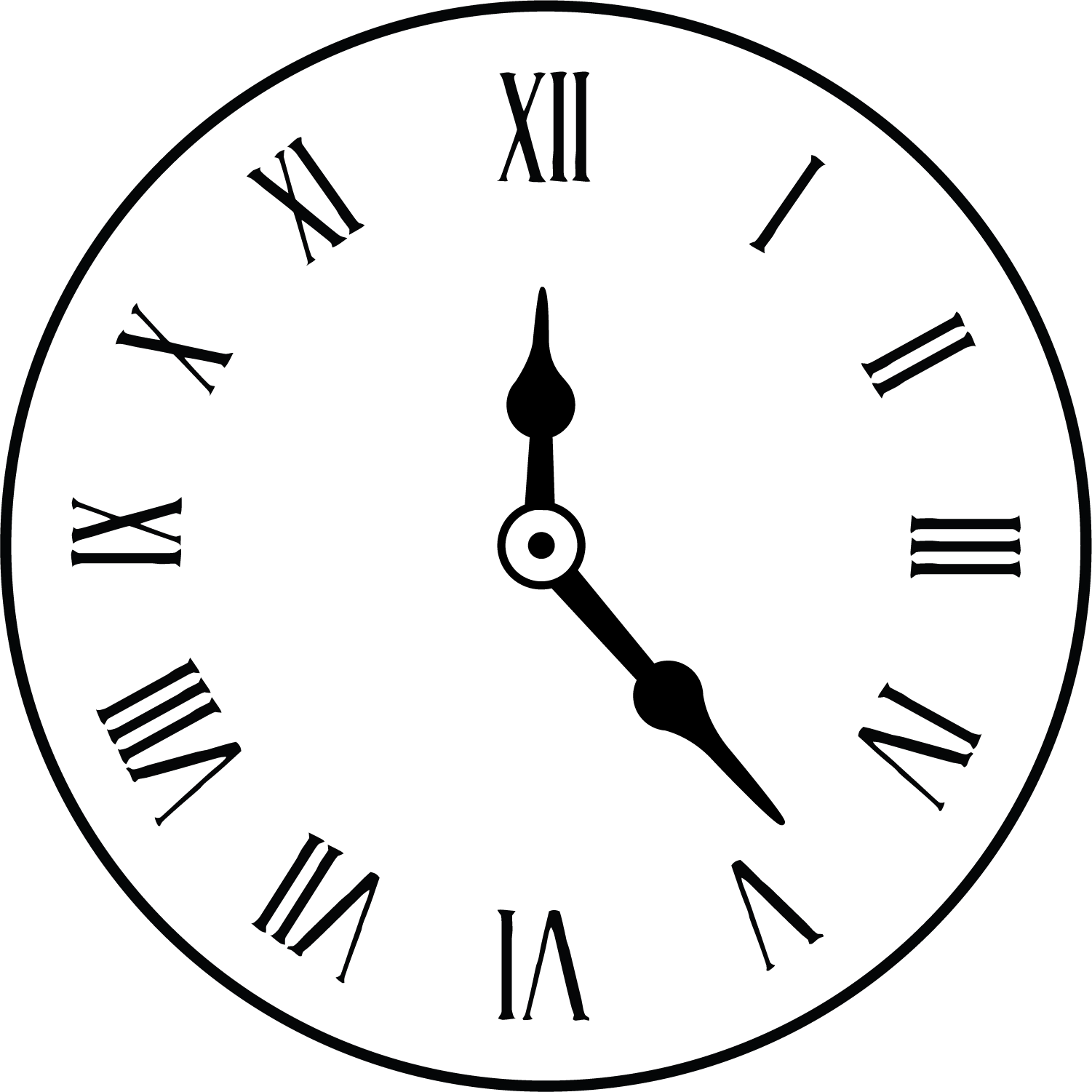 Clock Face Alarm Clock Roman Numerals - Roman Numeral Clock Outline (1501x1501)