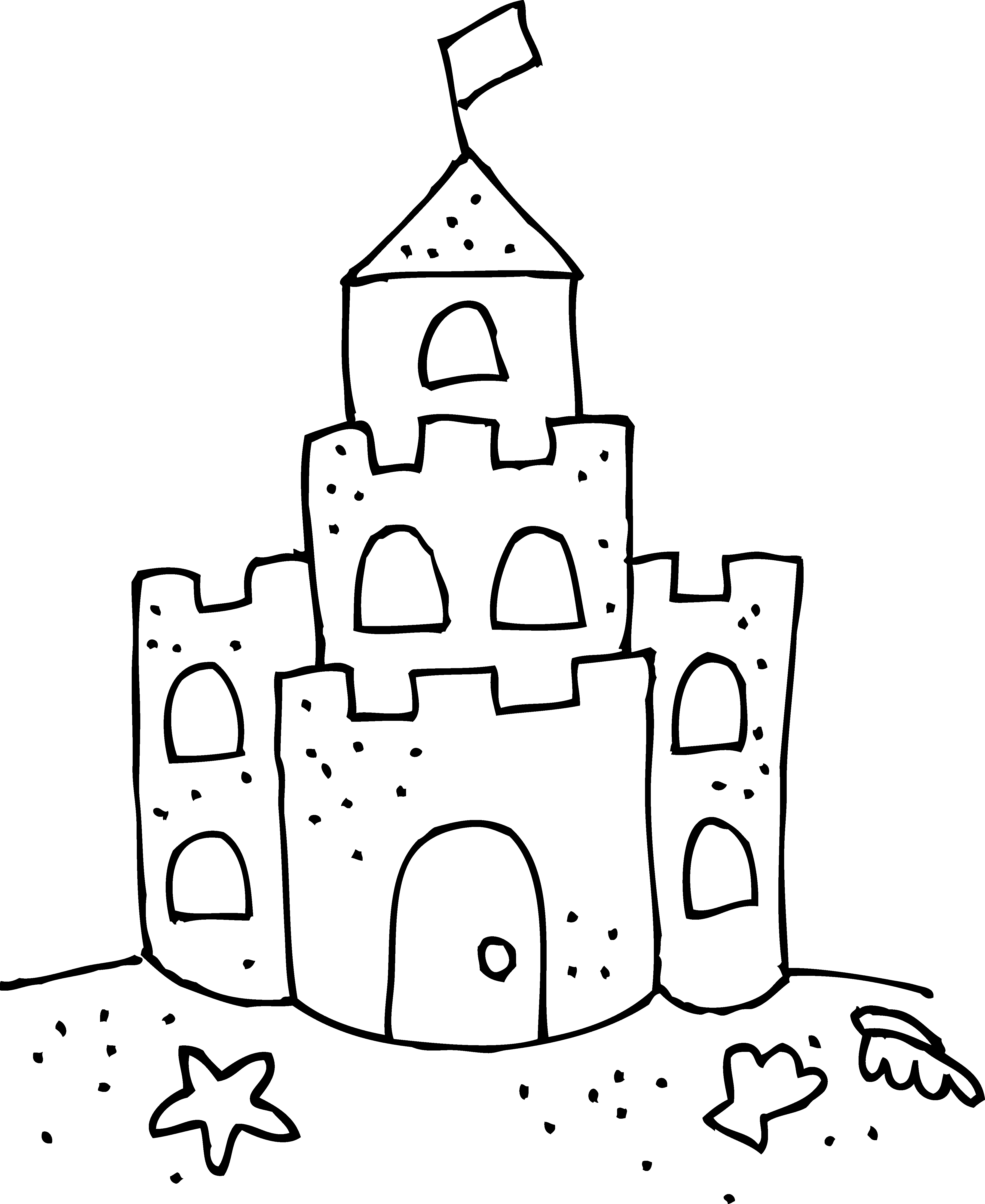 Cute Sand Castle Coloring Page - Drawing Of A Sand Castle (4262x5208)