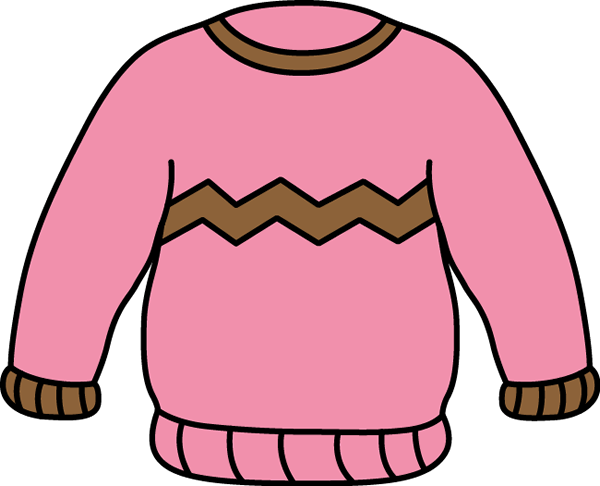 Brown And Pink Zig Zag Sweater Clip Art - Jumper Clipart (600x486)