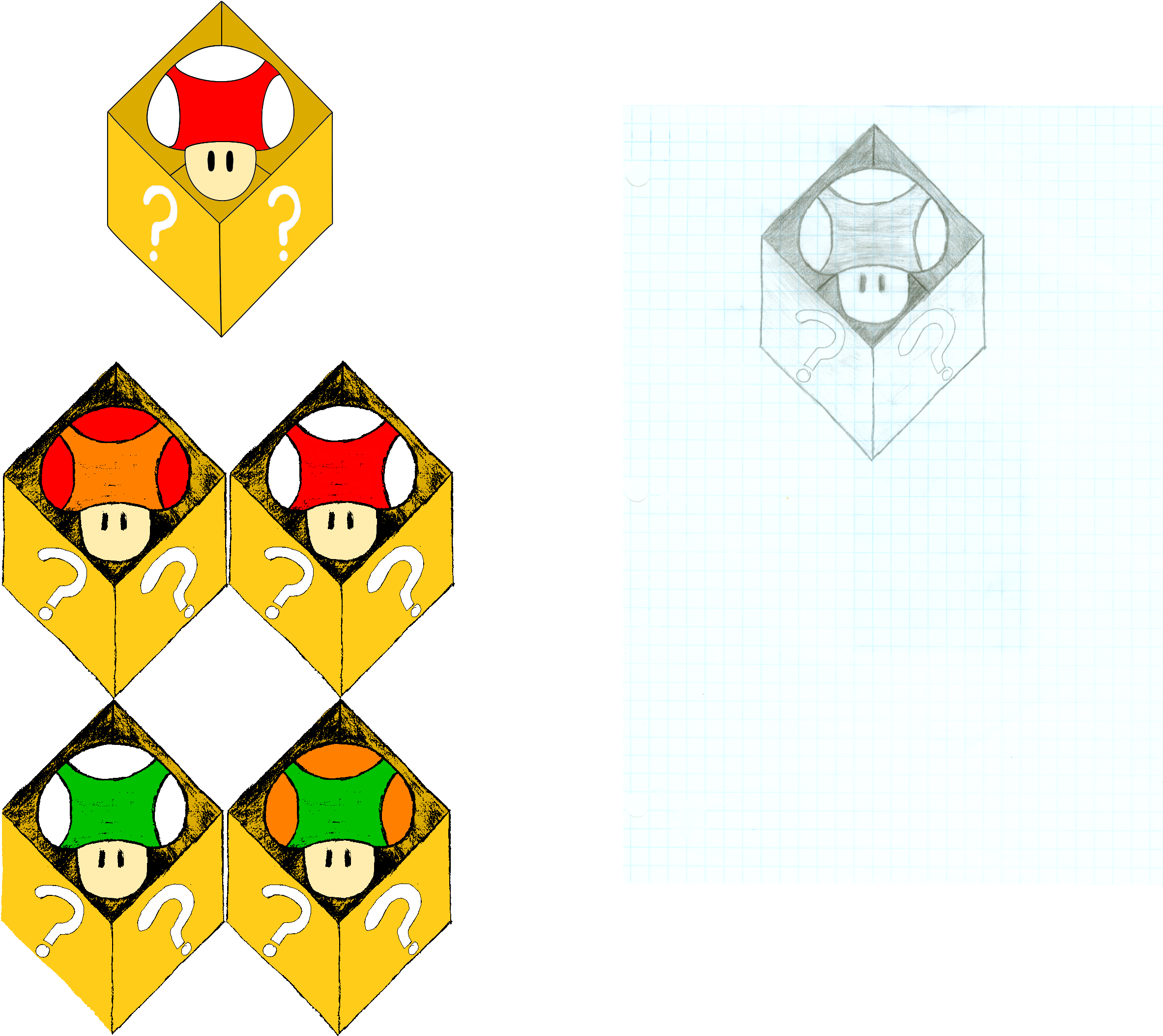Mario Mushroom Drawing For Kids - Drawing (2555x2395)
