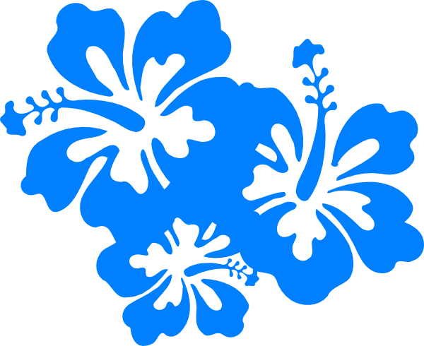 Blue Hibiscus Pattern Clipart - Hawaiian Flower Vector (600x490)