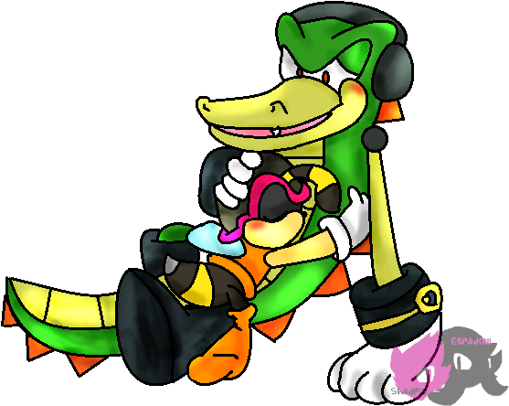 Charmy And Vector Nap Time By Espadow On Deviantart - Cartoon (604x477)